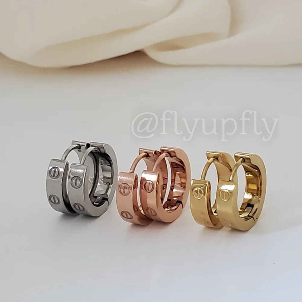 Screw Earings Hoops 18k Gold Filled